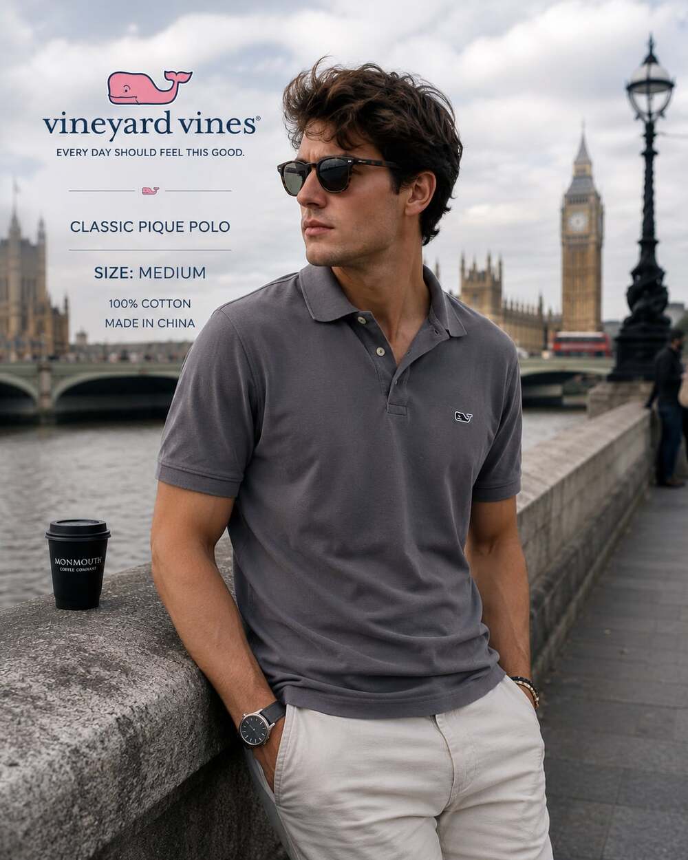 Vineyard Vines Men's Size M Purple Cotton Polo Shirt